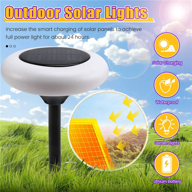AF90-Solar Outdoor Lights Flying Saucer Lights Round Lights Outdoor Landscape Spotlights Garden Decorative Lawn Lights