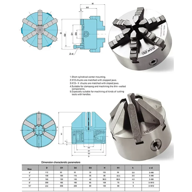 160mm six Jaw Chuck Lathe Self-Centering Chuck K13-160 With Hardened Steel For Mini Lathe