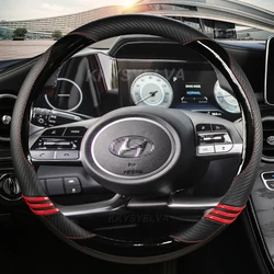 Carbon Fibre Car Steering Wheel Cover For Hyundai Tucson 2021 2022 NX4 Elantra 2020 Sonata 10th 2020 2021 2022 Auto Accessories