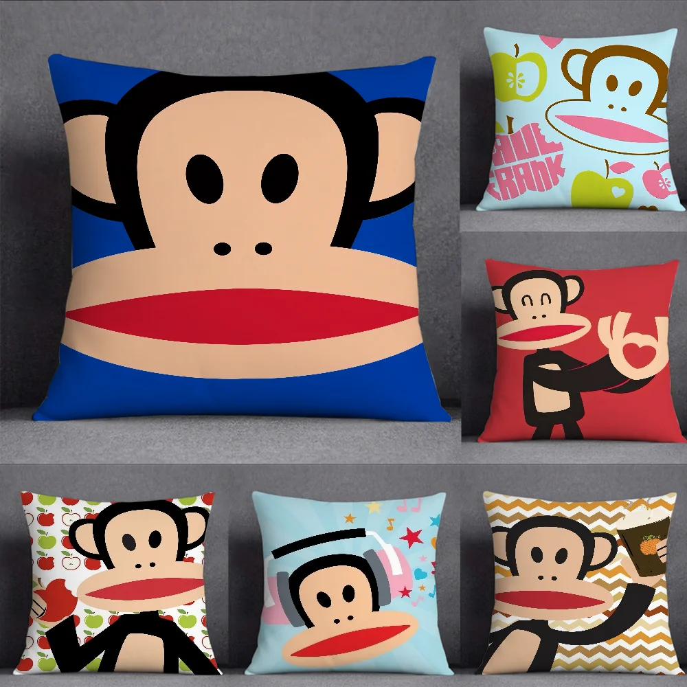 Cartoon P-Paul Frank Monkey Pillow Case Square Double-Sided Printing Sofa Cushion Cover Pillowcase Bedroom Bedside