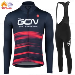 RAUDAX-Men's Cycling Suits,Long Sleeves,Warm Fleece Jersey SetTriathlon, Mountain Cycling Clothing, Winter, 2022, GCN Team, 2023