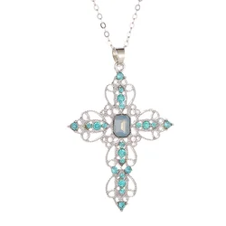 Fashionable Classic Hot Selling Cross Necklace with Bohemian Style Hollow Out Diamonds Neckchain and Collar Chain