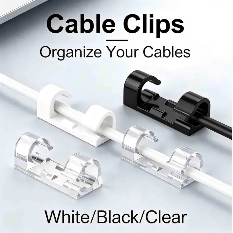 40pcs Cable Organizer Clips Cable Management Desktop & Workstation Wire Manager Cord Holder USB Charging Data Line Bobbin Winder
