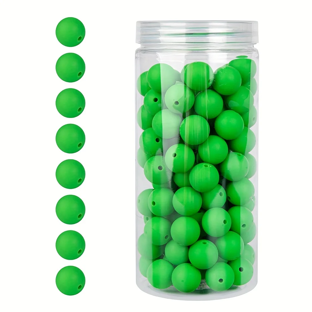 100 Stück/Box 12/15 mm Silikonperlen-Set für Schlüsselanhänger, Halskette, Armband, Umhängeband, Herstellung von runden Gummi-Silikon-Fokalperlen – Detail 27