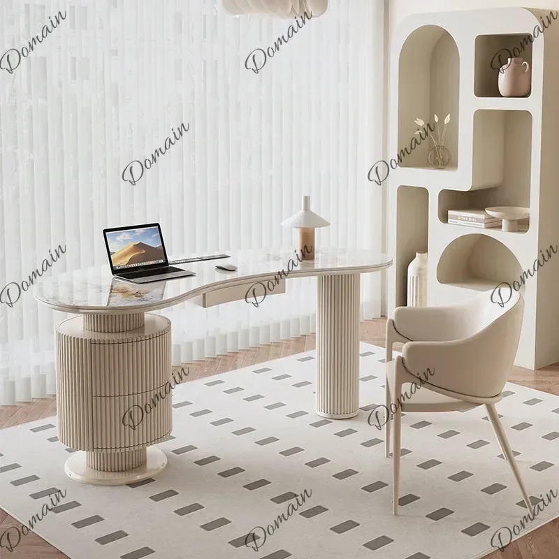 XOffice Work Nordic Cream Style Rock Plate Office Desks Modern Minimalist Study Room Entryway Computer Desk Executive Office Fur