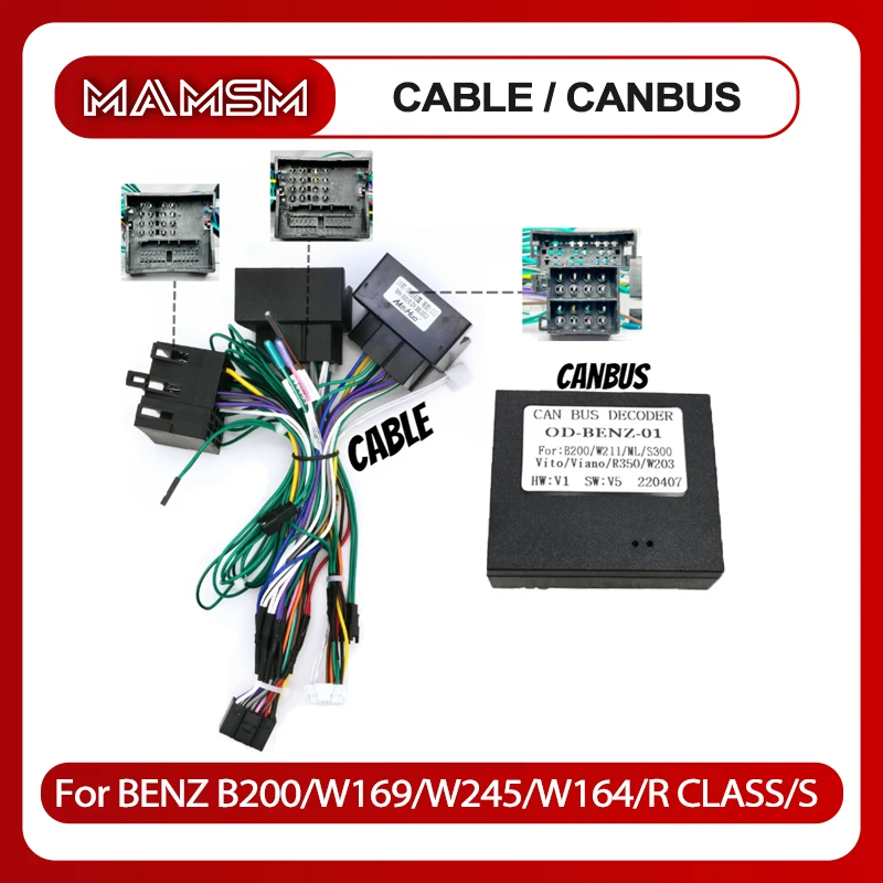 CANbus Box Adaptor Decoder For Benz B200 W169 W245 W164 R-Class W220 W203 C209 Vito SLK With 16Pin Power Wiring Harness Cable