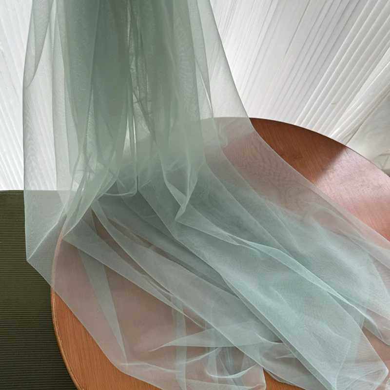 Blue Burgundy Soft Tulle Fabric Wedding Celebration Curtain Clothing Sage Mesh Layout Chair Back Yarn Net DIY Sewing Material