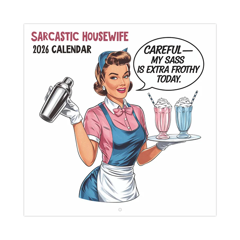 

2026 Funny Sarcastic Housewife Wall Calendar - Daily Humorous Quotes, Laminated, English, Perfect Gift for Women, Daily Humor