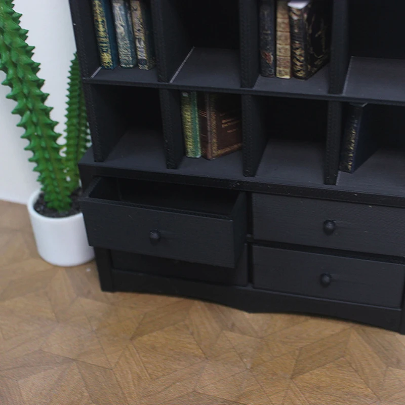 1Pcs Miniature Retro Bookcase Mini Storage Display Cabinet BookcaseDollhouse Mini Furniture Scene Model  Doll House Accessories