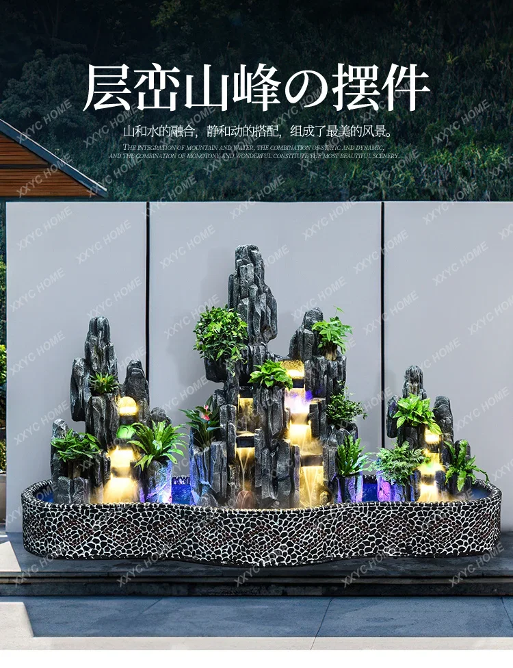 

GGLarge rockery, flowing water fountain, fish pond landscaping, outdoor courtyard, garden feng shui wheel