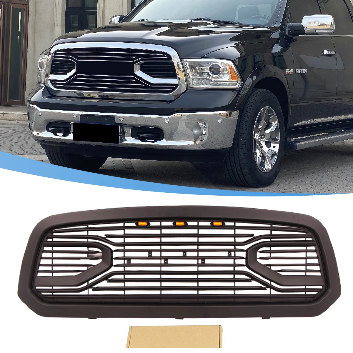 

Подходит для DODGE RAM1500 2013-2018 годов выпуска, черная решетка радиатора с LED-подсветкой