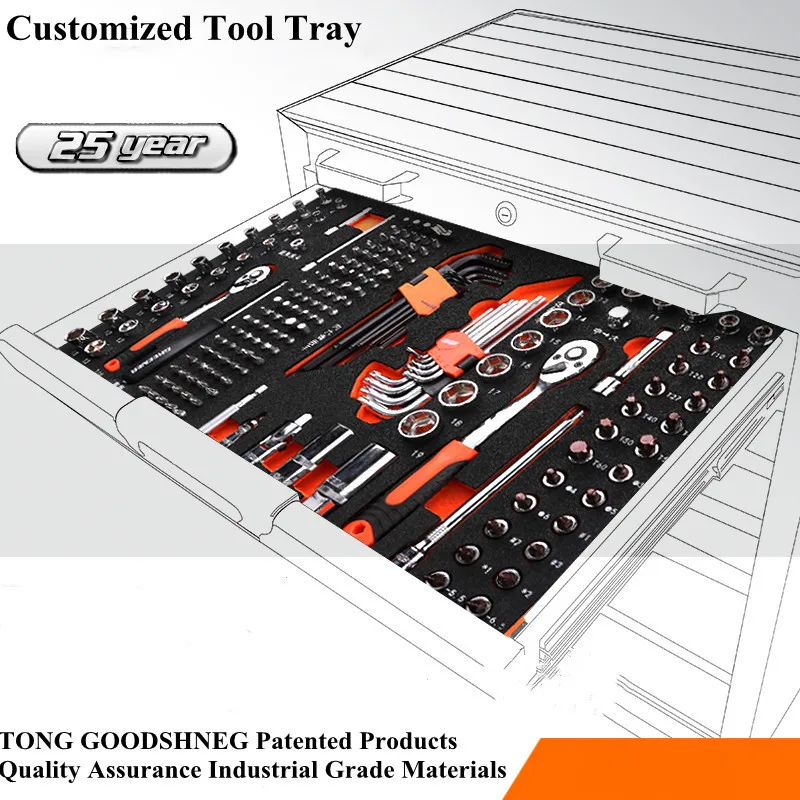 Workshop Fit Trolley Cabinet,Lined With Customized Hardware Hand Tool,EVA with Auto Repair Tools Set,Not Include Trolley Cart