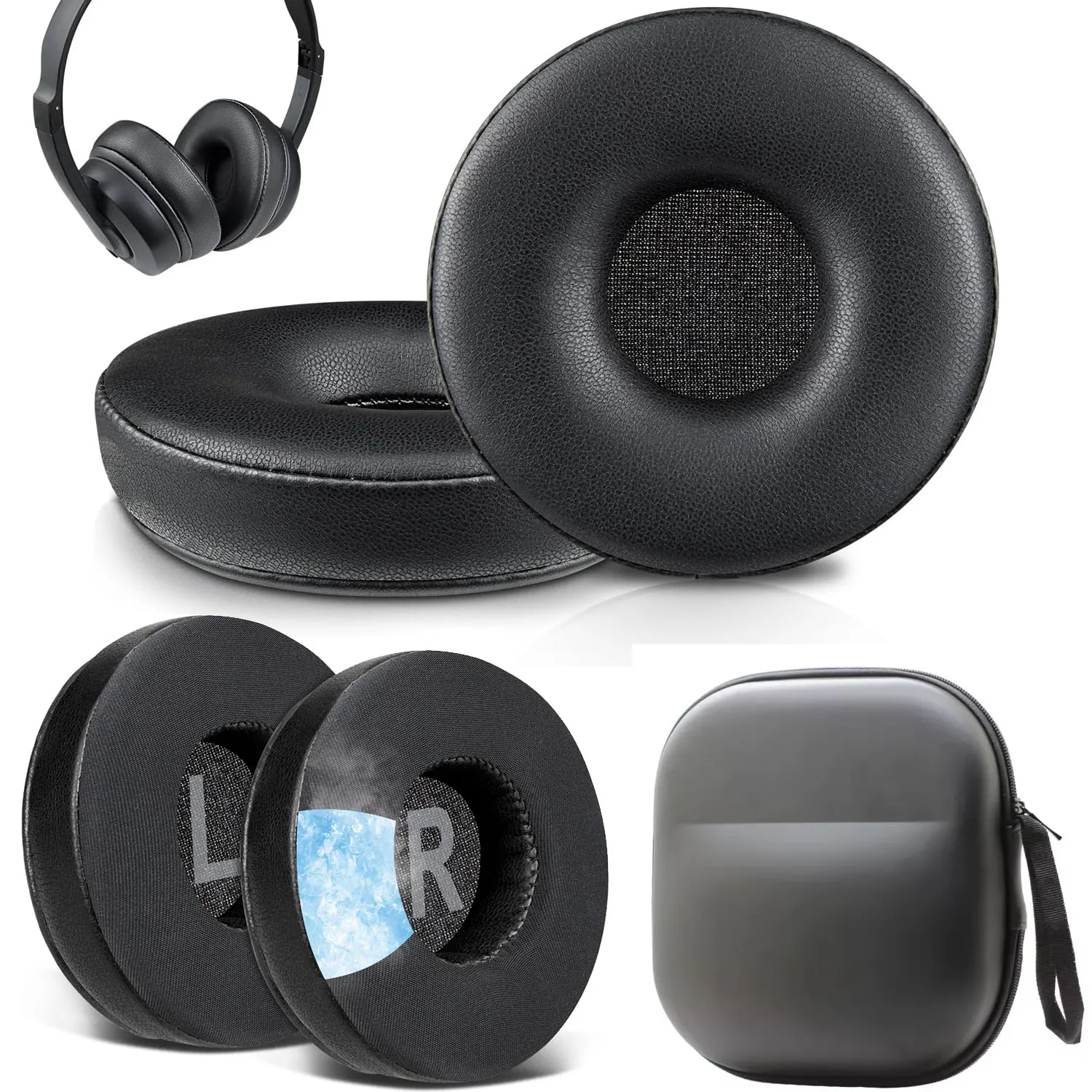 Almohadillas de Repuesto para Auriculares Inalámbricos Skullcandy Cassette On-Ear, Almohadillas con Gel Refrigerante y Estuche de Almacenamiento de Proteínas