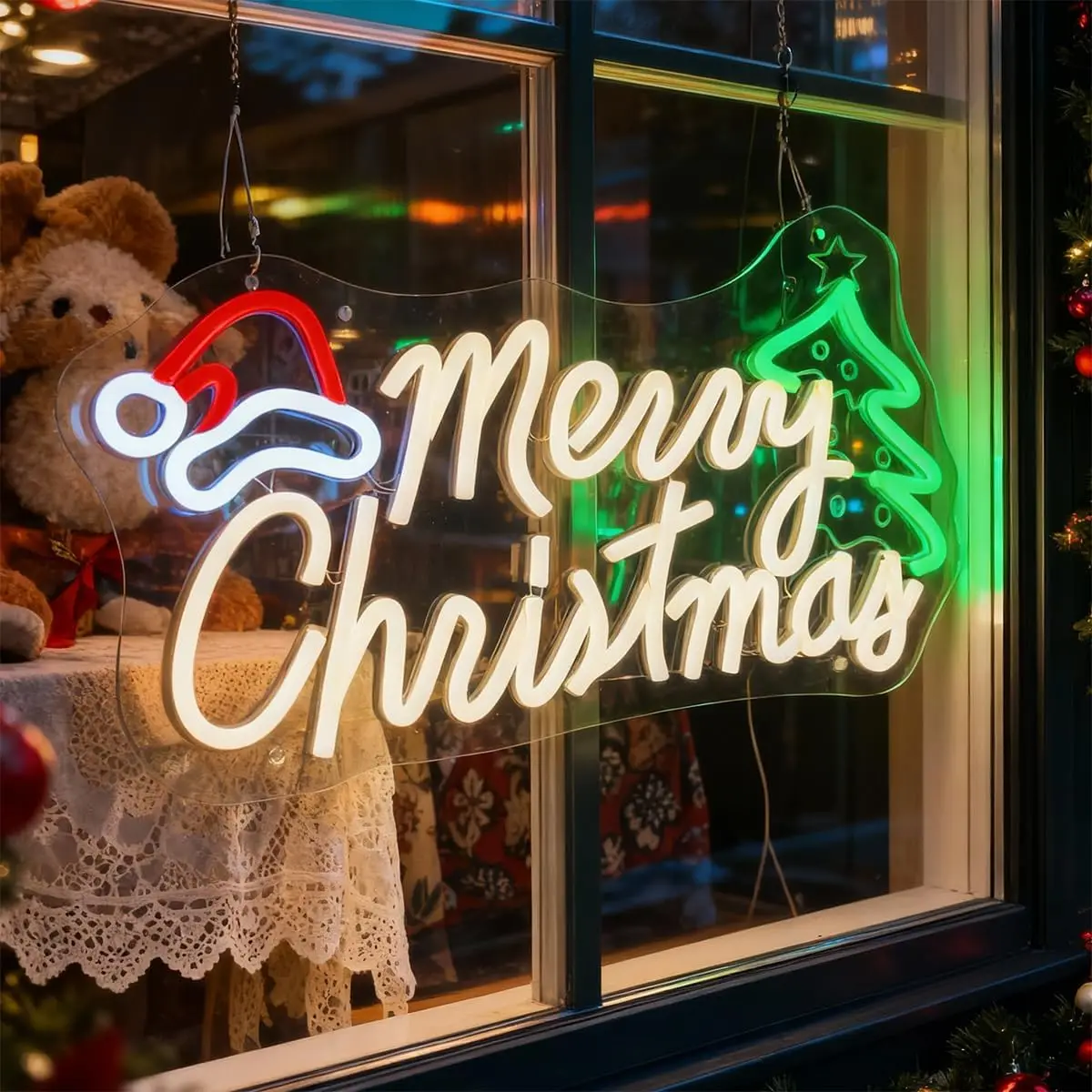 Merry Christmas LED Neon Sign USB Neon Light for Bar Home Window Party Game Room Christmas Holiday Bedroom Wall Art Decor Gift