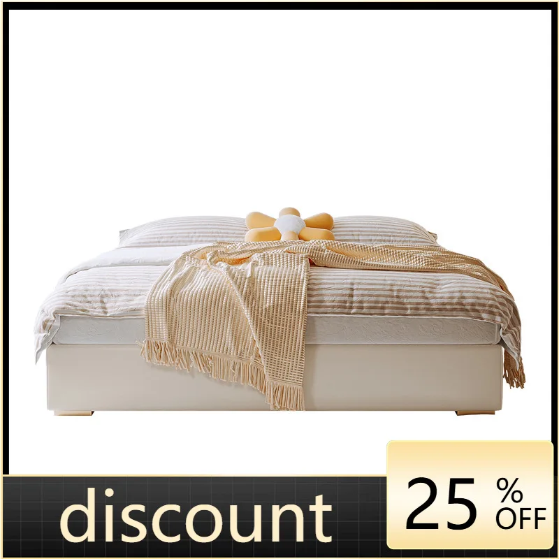 

LTT small apartment tatami light luxury double storage high box leather no bedside multi-function bed