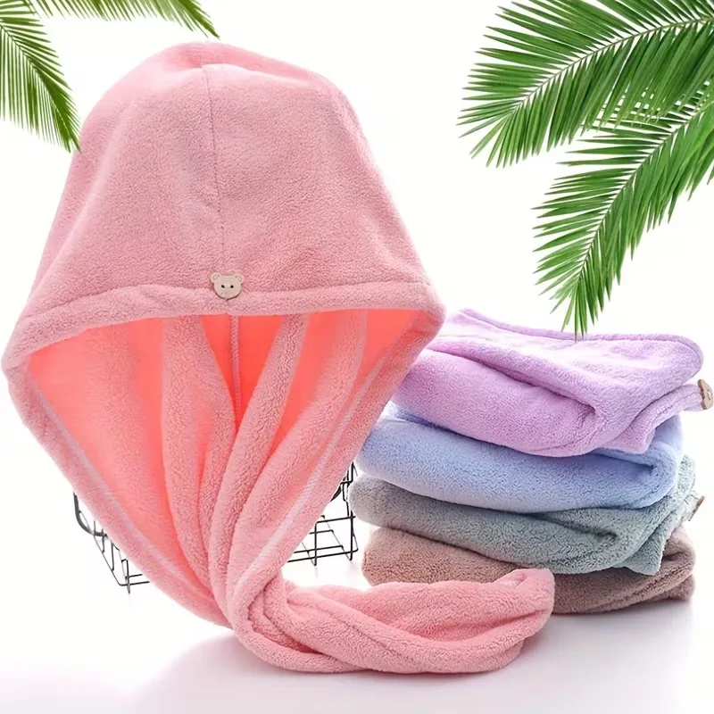 1-10PCS Ultra Absorbent Quick Dry Towel Head Wrap Wringing Hair Turban Womens Super Soft Hair Drying Cap Bath Accessories