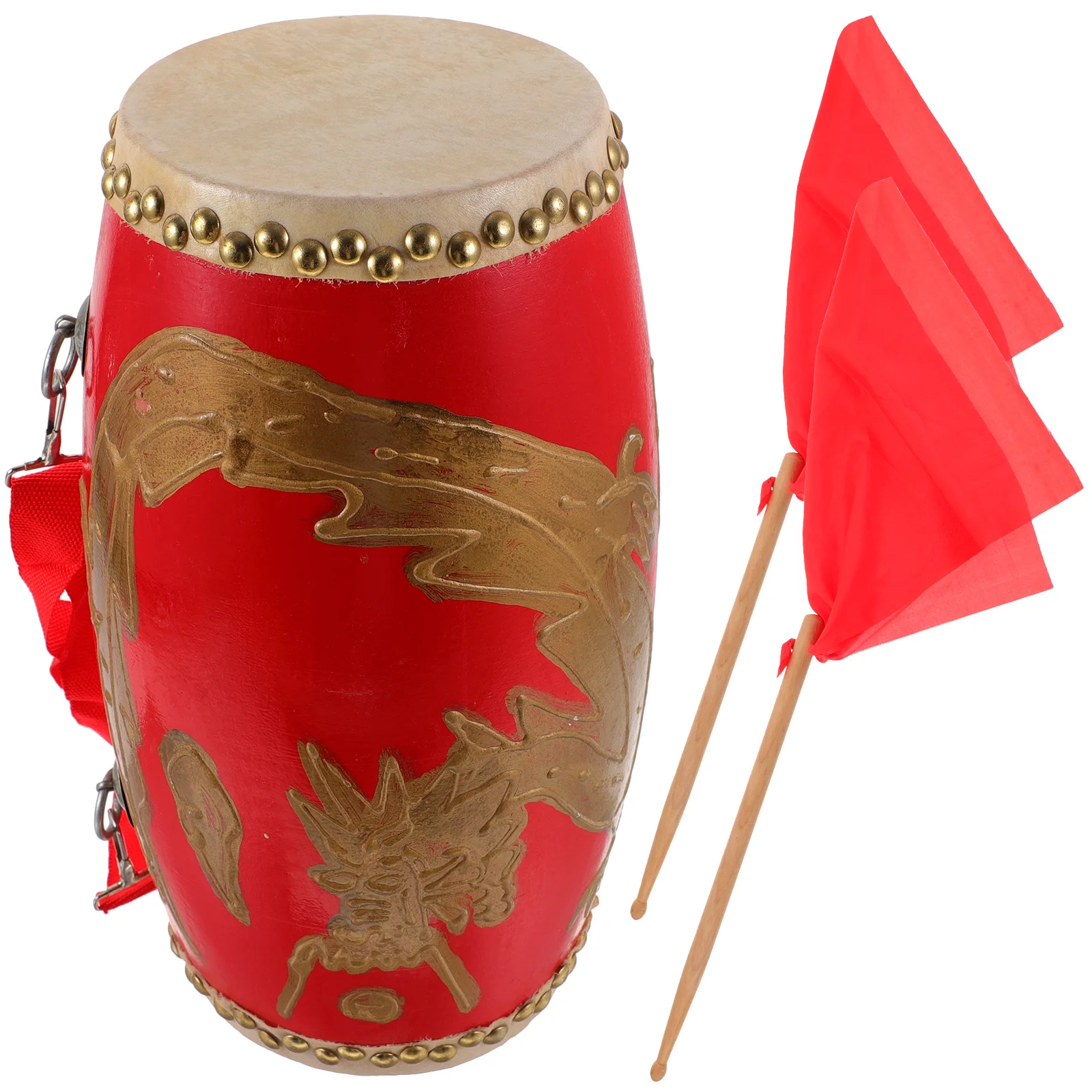 

Dragon Pattern Waist Drum for Kids Aldult High-quality Wood Traditional Chinese Elderly
