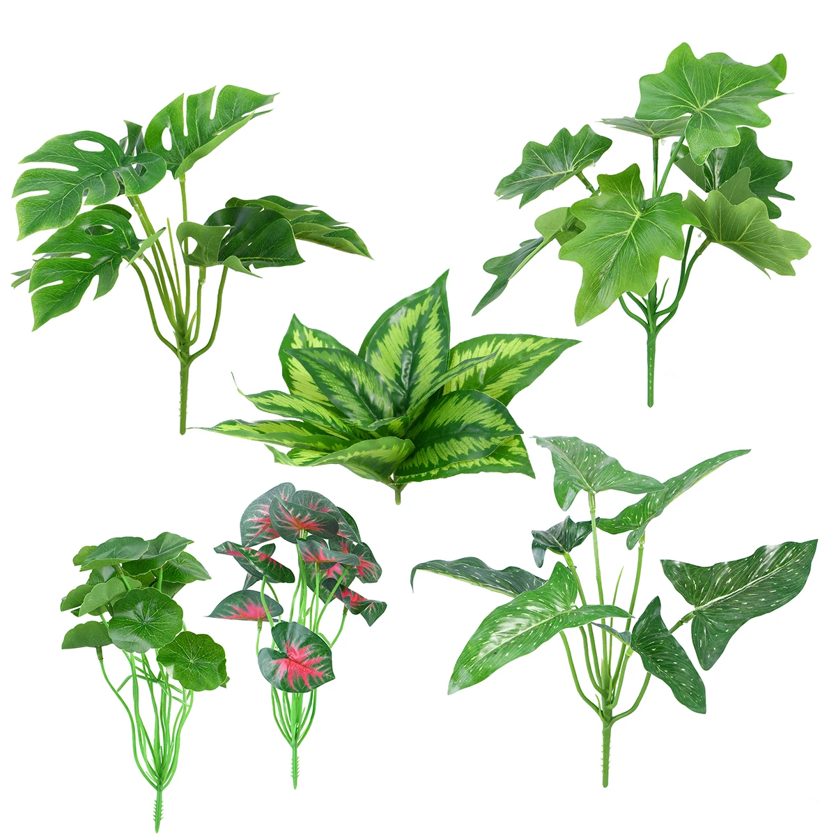 

6pcs High Simulation Artificial Plant Leaf For Home Office Cafe Decor Diy Tropical Leaves Green Natural Atmosphere