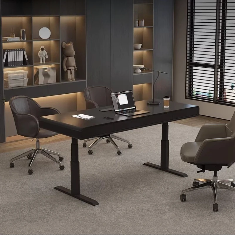 #Luxury Minimalism Italian Style Light Room Desks Computer Desk Motion Desk Standing Tables Height Adjustment Table Office Table