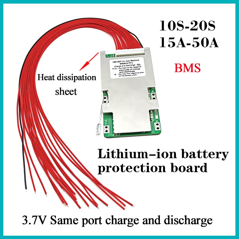 New 10S/13S/16S/20S Lithium polymer Cells Protection Board BMS 3.7V Same Port PCM For 36V 48V 60V 72V Li-ion Battery Pack DIY