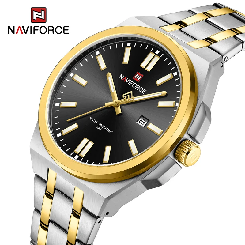 NAVIFORCE Brand New Men\'s Business Watch Waterproof Leisure Stainless Steel Quartz Wristwatches Male Luminous Clock Reloj Hombre