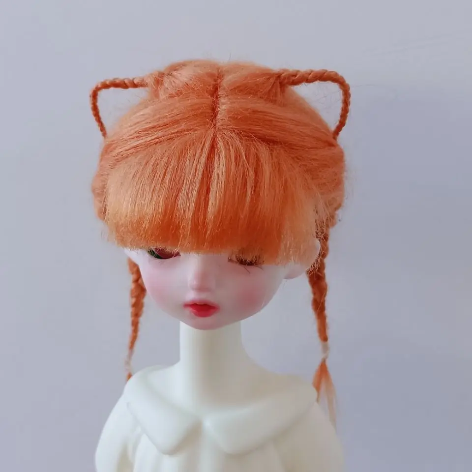 Fashion 1/4 1/6 1/8 Doll Wig Hair Double Pigtails Milk Silk Diy Toys Dress Up Birthday Gift Doll Accessories, No Doll