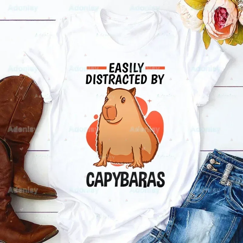 

Женская футболка с изображением капибары, футболка 90-х годов с милыми животными и героями мультфильмов, футболка в стиле Харадзюку, милая футболка с короткими рукавами и животными, женские футболки