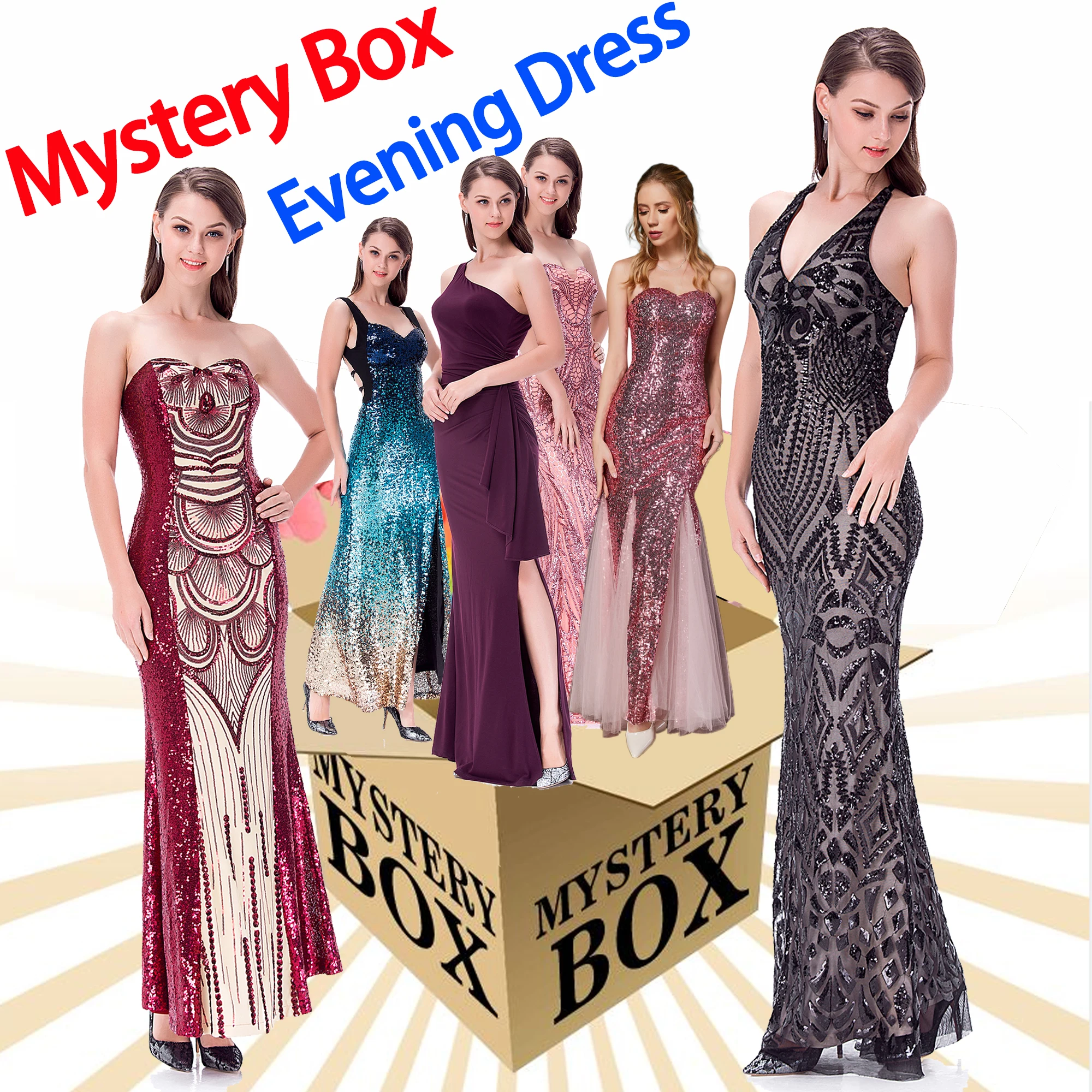 Angel-fashions Women's Long Evening Prom Dress Mystery Box Wedding Party Gown Mystery Box