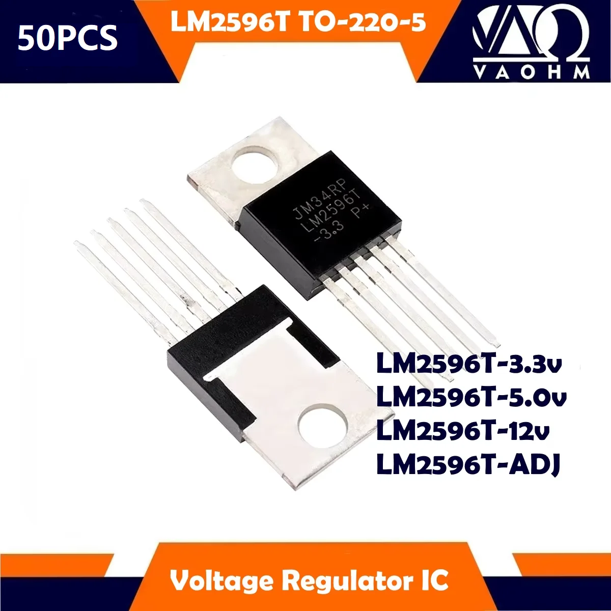 50PCS LM2596 LM2596T-3.3 LM2596T-5.0 LM2596T-12 LM2596T-ADJ TO-220-5 Step-down Voltage Regulator