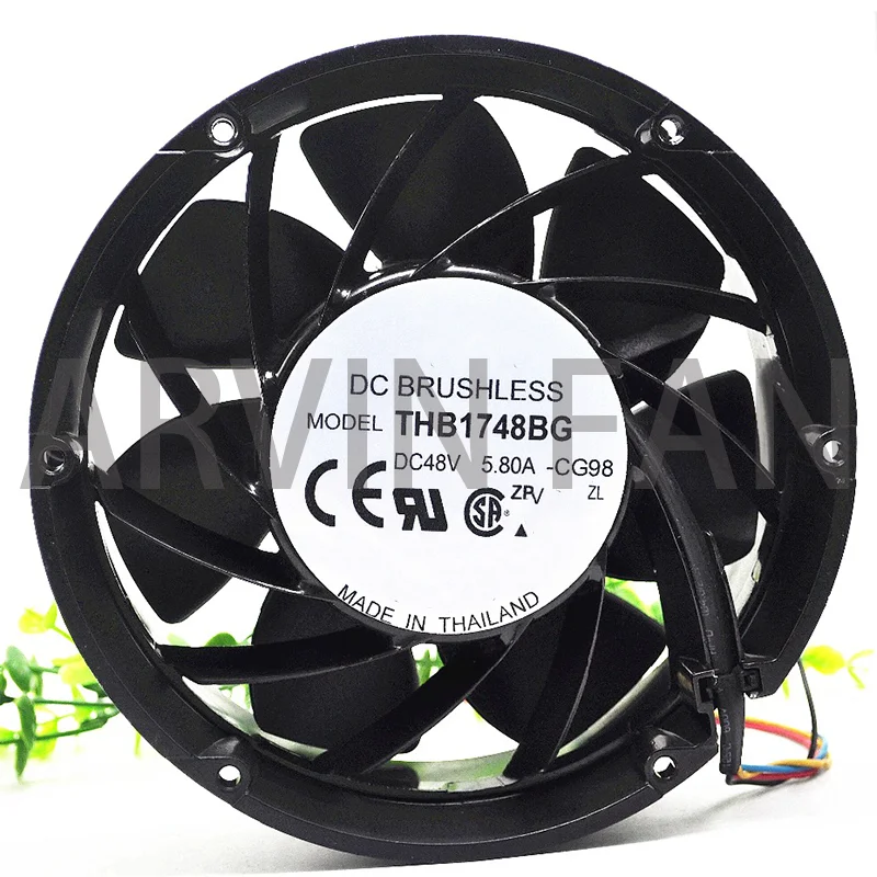 THB1748BG 48V 5.80A 170X170X56MM 607.0 CFM Round Metal Frame Communications Equipment Cooling Fan