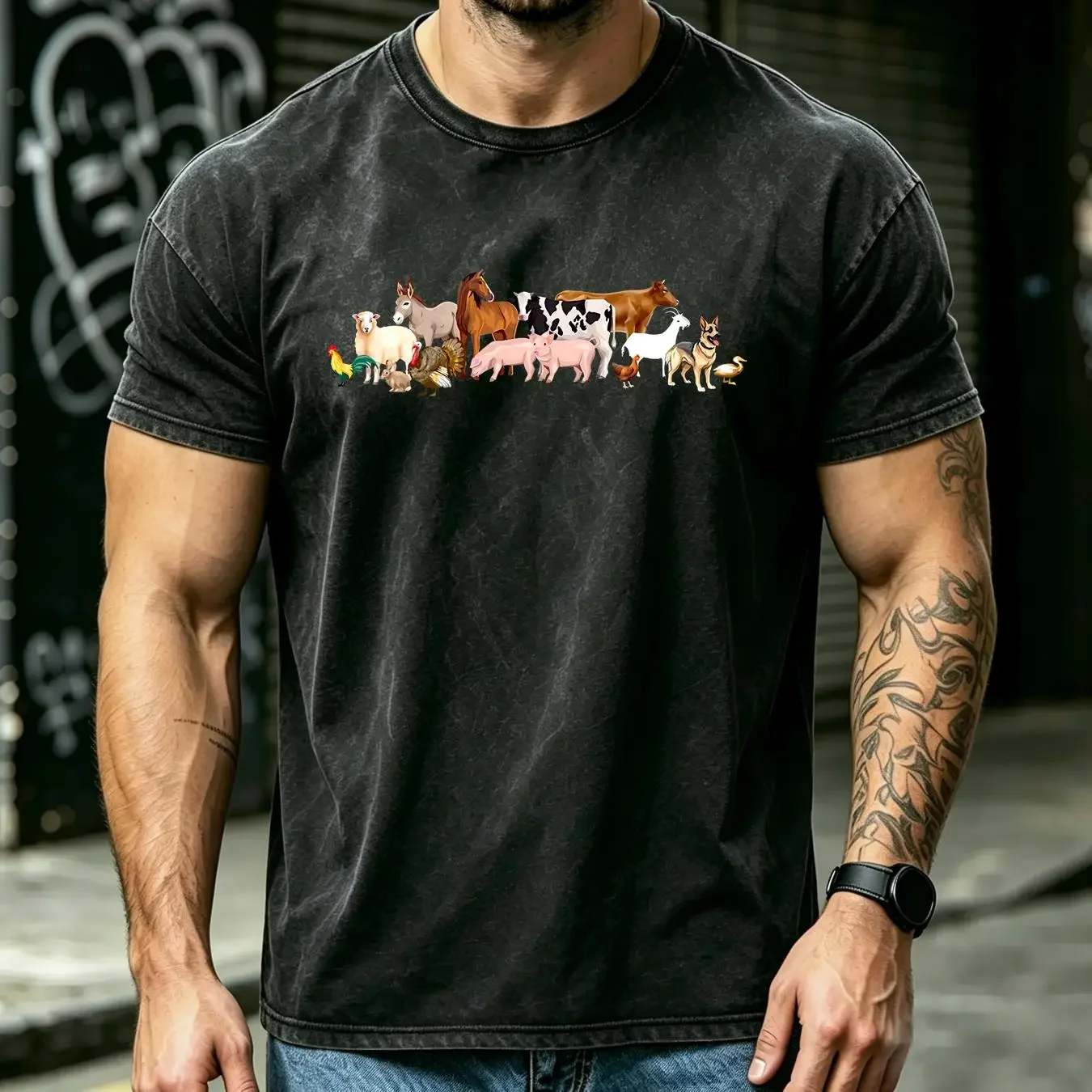 washed T Shirt Farm Animal Lover Farmer for Women Her long or short sleeves vintage Washed designer clothes Comfortable