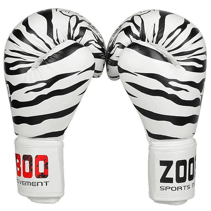 Guantoni da boxe con stampa tigre in pelle PU MMA uomo donna guanti da boxe da combattimento Kick Muay Thai Gym Training Boxing