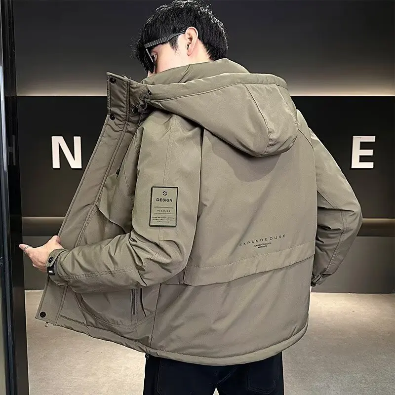 

Мужское хлопковое пальто Jaet, зимнее новое теплое модное свободное рабочее пальто из полиэфирного волокна, длинное цветное пальто на молнии све