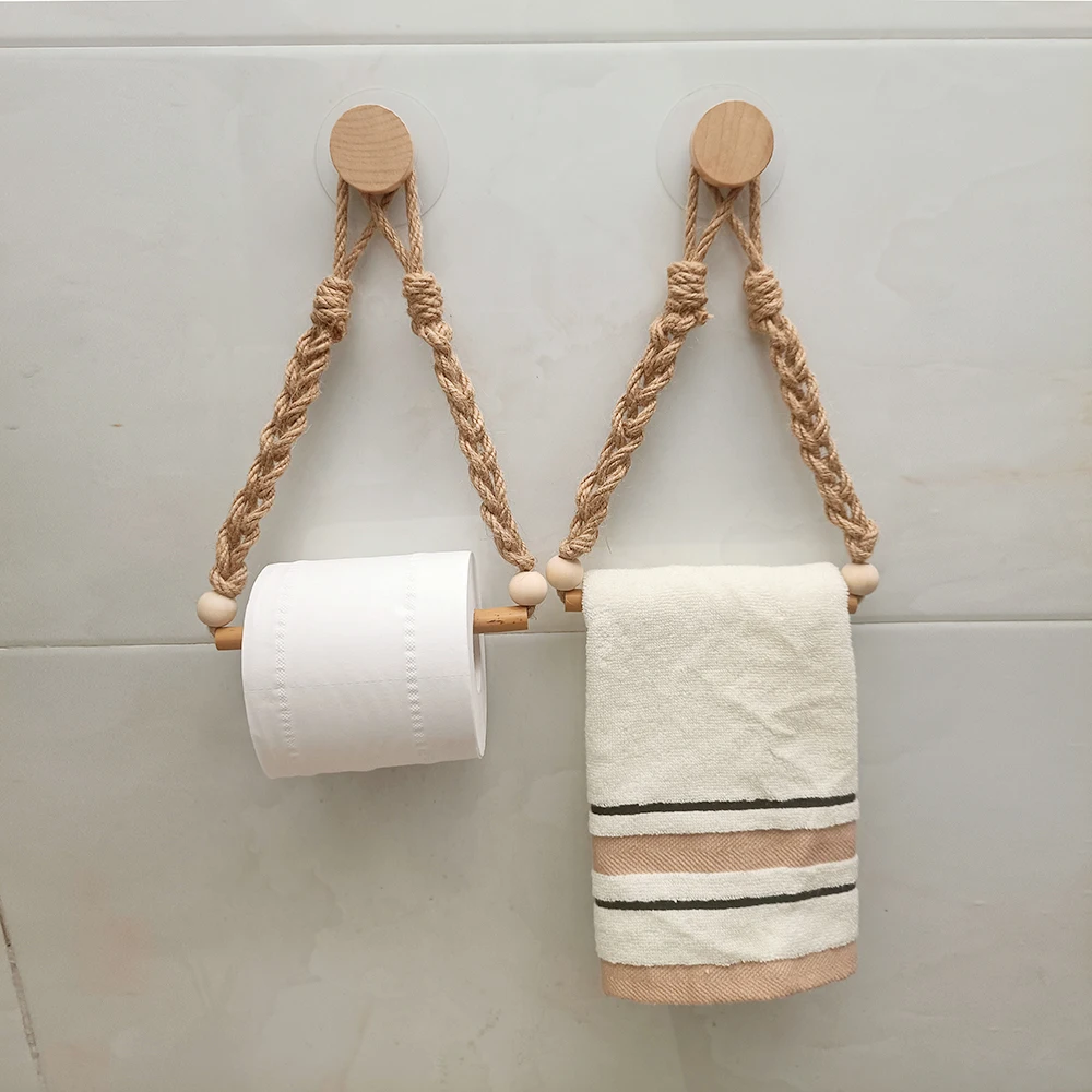 

1/2 pcs Toilet Paper Holder Wall Mounted Washroom Bathroom Accessories Wooden Rolling Paper Tissue Holder for Toilet Towel Rack
