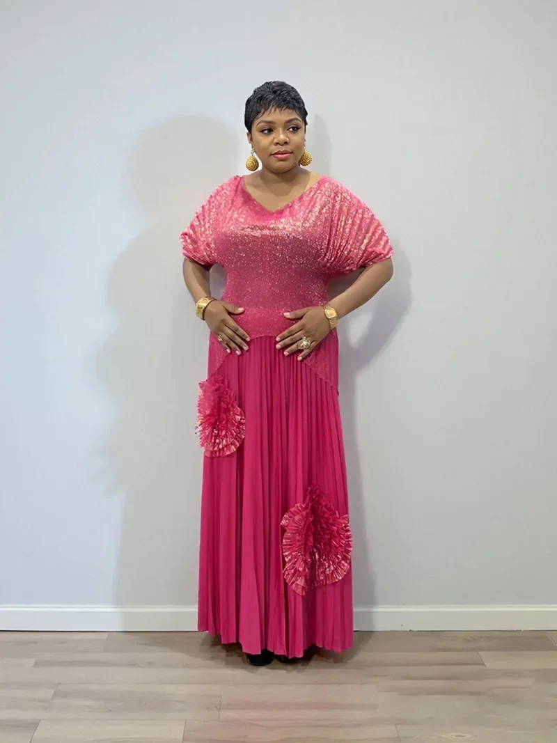 

Комплект плиссированной юбки Miyake, новинка 2025 года, однотонный гладильный топ с v-образным вырезом, модный женский комплект с цветочным принтом ручной работы, свободный комплект больших размеров