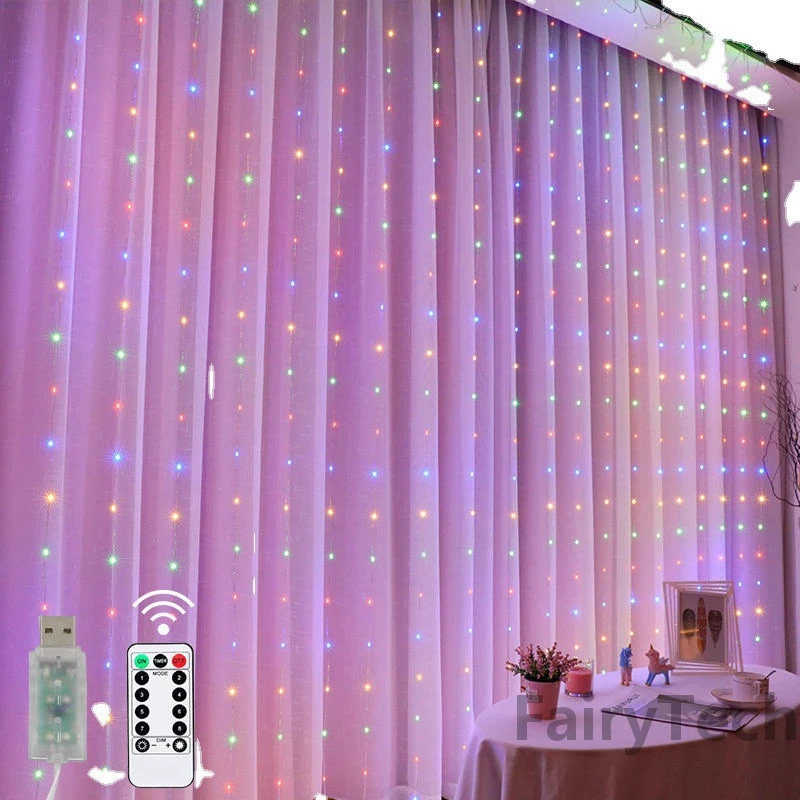 Luzes led string decoração de natal 3m controle remoto do feriado casamento conto de fadas guirlanda luzes quarto cortinas ao ar livre casa