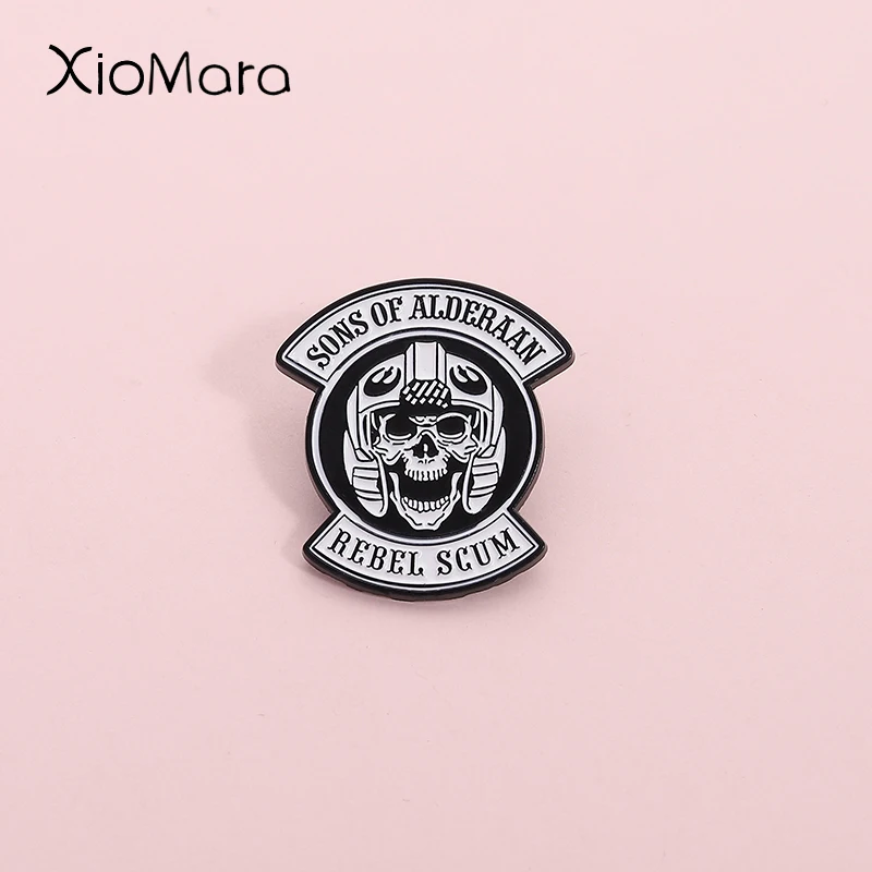 Sons Of Alderaan Rebel Scum Enamel Pin Science Fiction Movie Skull Helmet Brooch Lapel Backpack Badge Jewelry Fans Gifts