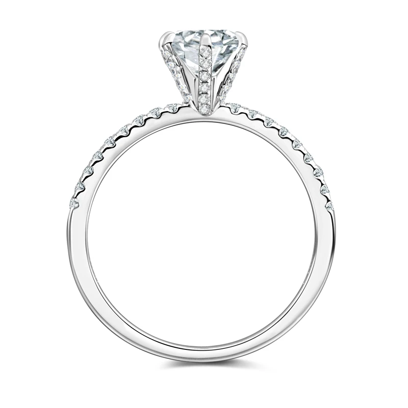 Anziw 100% 925 Silver 1CT 6.5mm D Moissanite Wedding Rings Engagement Promise Finger Band Certified Moissanite Jewelry For Women