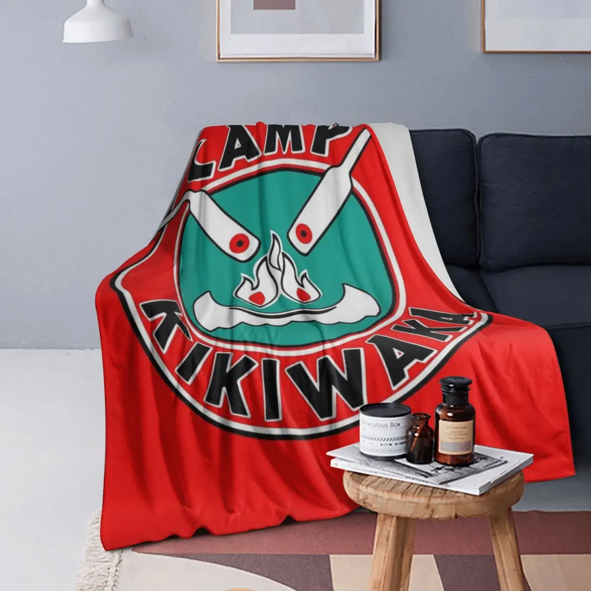 

Camp Kikiwaka Bunk'd Red Background Blanket Soft Warm Flannel Throw Blanket Plush for Bed Living room Picnic Travel Home Sofa