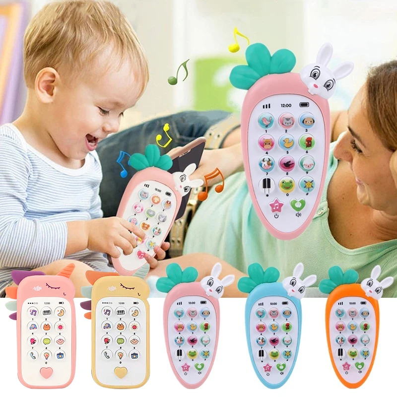 Biteable Unicorn Bunny Toy Mobile Phone Childrens Music for Kids Pretend Phones Look Real Baby Early Education Telephone Toy