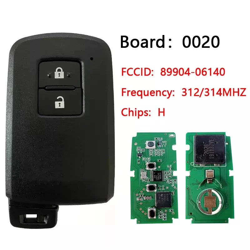 

CN007296 Aftermarket 2 Button Smart Key For Toyota 2012-2020 With 312/314/315 MHZ PN 89904-06140 HYQ14FBA G BOARD 281451-0020