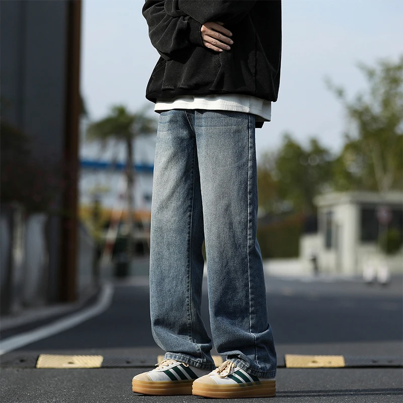 

Весна/Лето 202, новые винтажные потертые мужские свободные ковбойские брюки, уличная одежда, широкие свободные ковбойские брюки, модные уличные брюки Stra