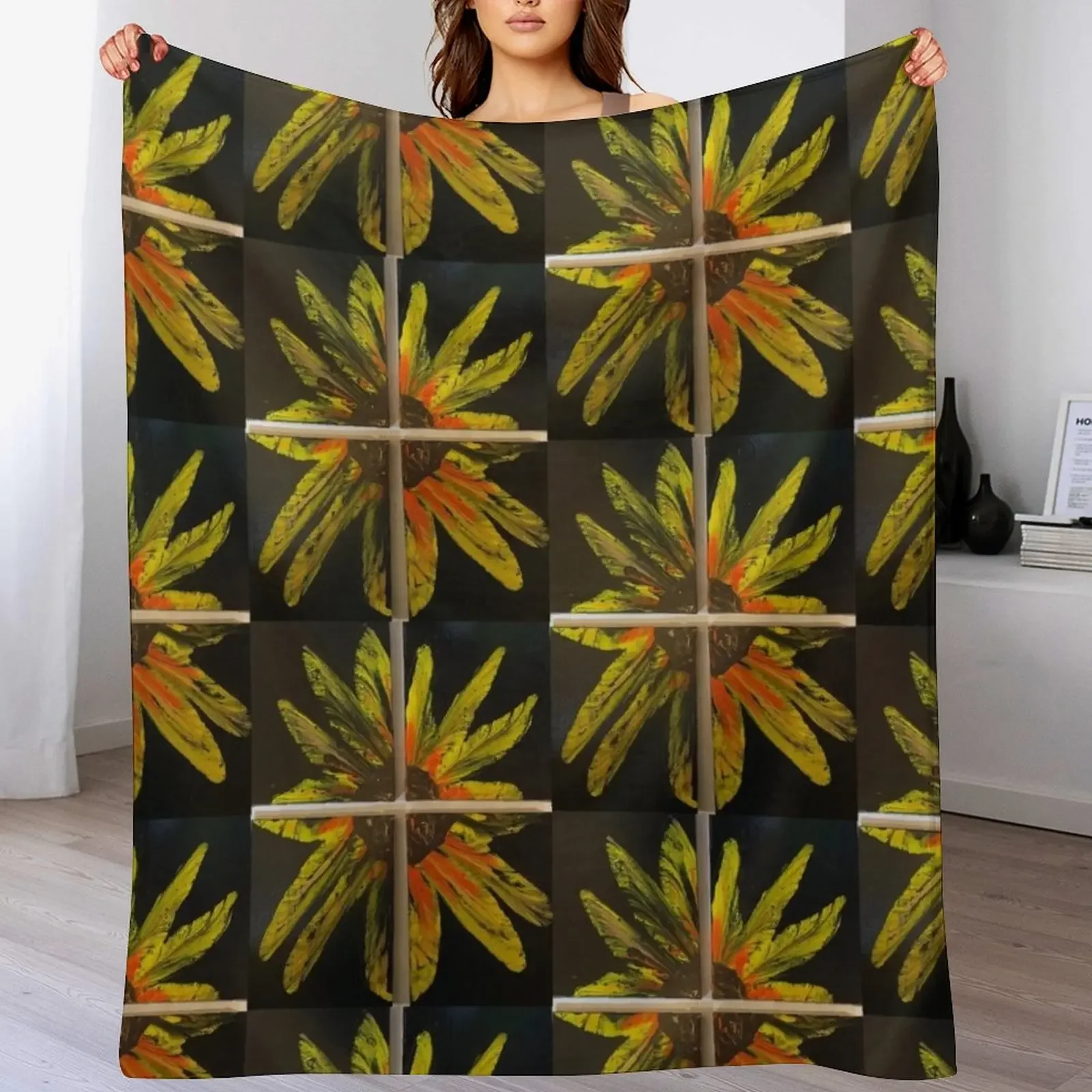 Sunflower Abstract Fluid Art Throw Blanket Blankets For Bed Softest Soft Beds Blankets