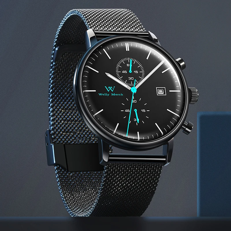 WM ساعة كوارتز ساعة مقاومة للماء كلاسيكية كاجوال رجال الأعمال ساعات ويلي ميرك WM006M