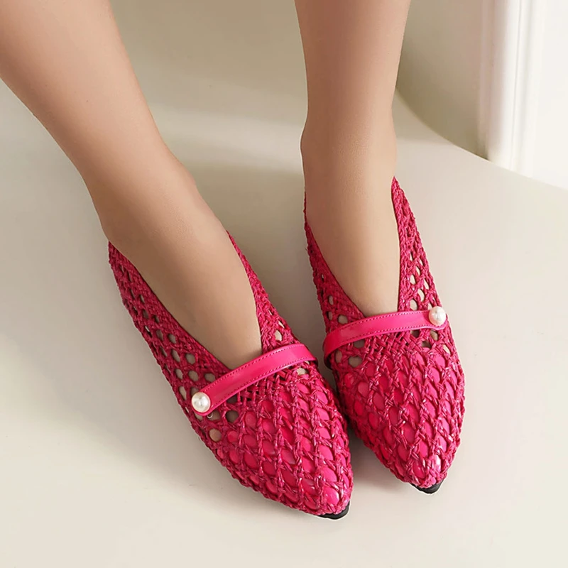 Girseaby 2025 New Women Sandals Flat Hot Female Loafers Fashion Colorful Comfort Shoes Big Size 44 46 48 50 Green Yellow Red view 5
