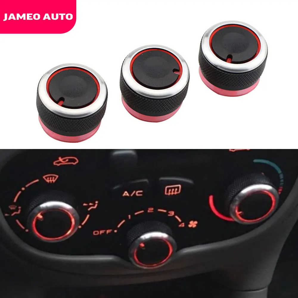 Jameo Auto 3Pcs A/C Air Knobs for PEUGEOT 206 207 CITROEN C2 C 2 Switch Knobs Heater Climate Control Buttons Dials Heat Frame