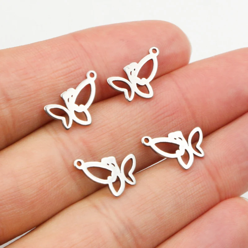 30pcs 13x9mm No Fade Charms 316 Stainless Steel Butterfly Charms pendant Jewelry Making Accessories DIY for necklace bracelet