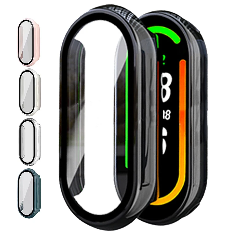 เคสสำหรับ Xiaomi Mi band 8เคสป้องกันหน้าจอกระจกเทมเปอร์เคสกรอบป้องกัน PC แบบแข็งสำหรับ Xiaomi Mi band 8