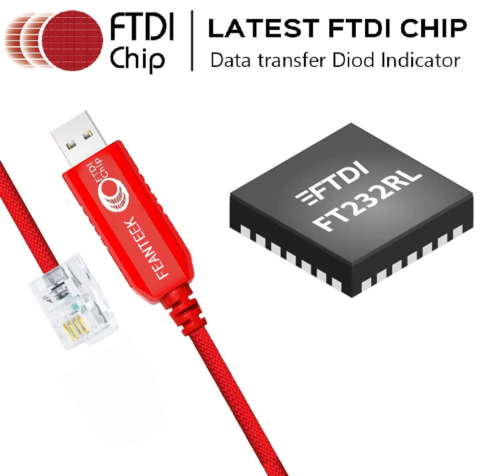 FEANTEEK APC Serial Cable USB To RJ12 Cable FTDI Serial Converter For APC part # 940-0144  AP77XX AP78XX AP79XX AP86XX