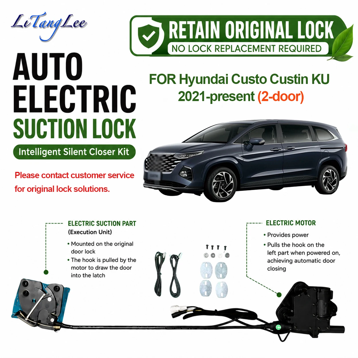 For Hyundai Custo Custin KU 2021-present Electric Soft Close Door Kit Automatic Door Closing Plug & Play Original Lock Retained